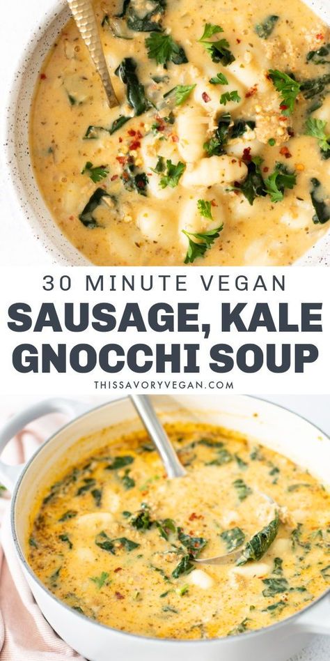 Vegan Gnocchi Soup, Kale Gnocchi, Best Leftovers, Vegan Gnocchi, Soup With Kale, Sausage Kale, Gnocchi Soup, Vegan Soup Recipes, Comfort Soup