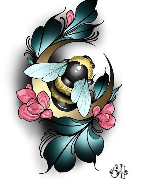 Neo Traditional Art, Neo Tattoo, Tier Tattoo, Insect Tattoo, Bug Tattoo, Tatuaje A Color, Traditional Tattoo Design, Bee Tattoo, Japanese Tattoo Art