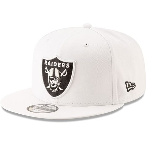 Oakland Raiders New Era Basic 9FIFTY Adjustable Snapback Hat - White Oakland Raiders Hat, Oakland Raiders Fans, New Era Snapback, Raiders Fans, Raised Embroidery, World Baseball Classic, Las Vegas Raiders, New Era Cap, Oakland Raiders