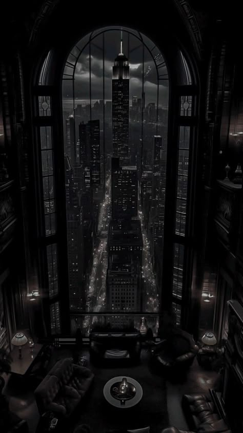 Dark Penthouse Apartment Aesthetic, Dark Penthouse, Mafia Background, Mafia House Aesthetic, Mob Aesthetic, Dark House Aesthetic, Black Mansion, Dark Lifestyle, Dark Modern House