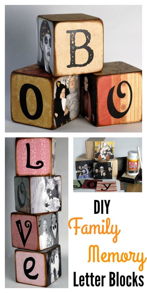 DIY Family Memory Letter Blocks Square Blocks Wood, Wood Block Family Figures, Diy Dollar Tree Wooden Tray Ideas, Family Blocks Wooden Diy, Wooden Block Painting Ideas, Crafts With Wooden Blocks, Wooden Blocks Decor Craft Ideas, Alphabet Blocks Crafts, Letter Blocks Decor