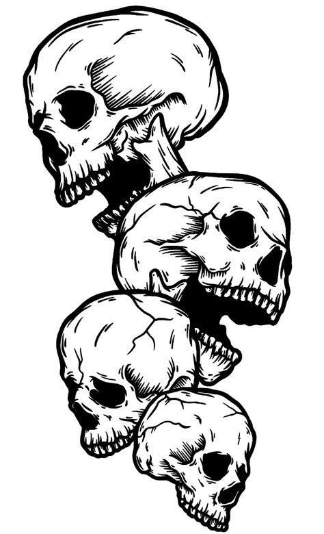 Ideas For Tattoos, Drawing Tattoo Ideas, Skull Ideas, Skull Stencil, Creepy Tattoos, Skulls Drawing, Drawing Tattoo, Dark Art Tattoo, Skull Tattoo Design