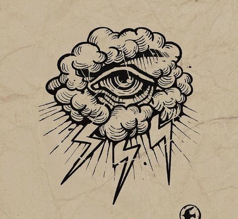 Eye Of Storm Tattoo, Dark Cloud Tattoo, Eye Of The Storm Tattoo, Stormcloud Tattoo, Eye In The Clouds Tattoo, Eye With Lightning Tattoo, Storm Eye Tattoo, Eye Cloud Tattoo, Eye In Cloud Tattoo