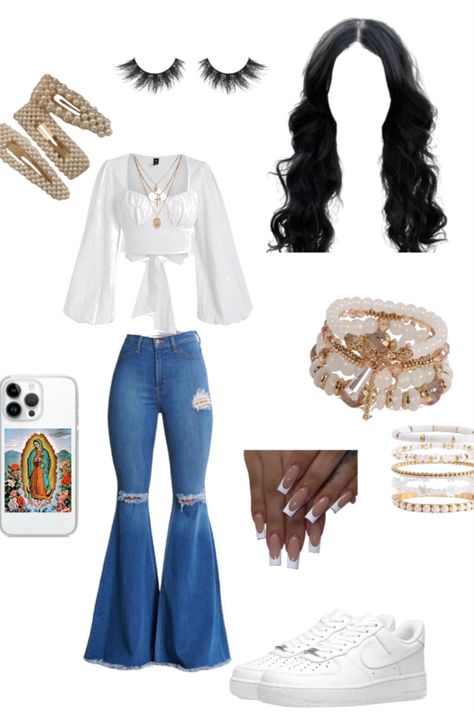 THIS IS THE BEST COMBO OF LATINA GIRL FR Latina Inspo Outfits, Dress Code Safe Outfits, Hispanic Heritage Outfit Ideas, Outfit Ideas Latina Baddie, Latina Looks Outfit, Mexican Girl Outfit For School, What To Wear To A Quince, Latina Clothes Style, Outfits For A Quinceanera Guest