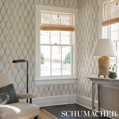 Santa Monica - Neutral Wallpapers | Schumacher Santa Monica Wallpaper, Mark Sikes, Schumacher Wallpaper, Mark D Sikes, Timeless Interiors, Neutral Wallpaper, Cream Wallpaper, Leaf Green, Cole And Son