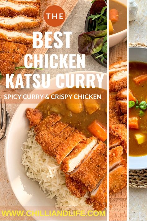 spicy chicken katsu curry plated with white rice and green salad Tonkatsu Chicken, Katsu Curry Sauce Recipe, Katsu Chicken Curry, Chicken Katsu Curry Recipe, Chicken Katsu Recipe, Katsu Curry Recipe, Chicken Katsu Recipes, Katsu Curry Recipes, Katsu Recipes