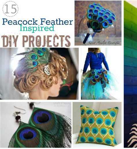 Make peacock feather projects. DIY peacock feather craft ideas. Peacock feather necklace, jewelry, accessories. Peacock feather wreath, pillows, earrings Diy Peacock, Feather Ideas, Peacock Crafts, Diy Tulle, Feather Diy, Diy Galaxy, Vegetable Garden Tips, Peacock Wedding, Feather Crafts