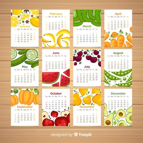 Calendar Design Ideas, Calendar Design Inspiration, Season Calendar, Table Calendar, Diy Planner Notebook, Creative Calendar, Seasonal Vegetables, 달력 디자인, Food Banner