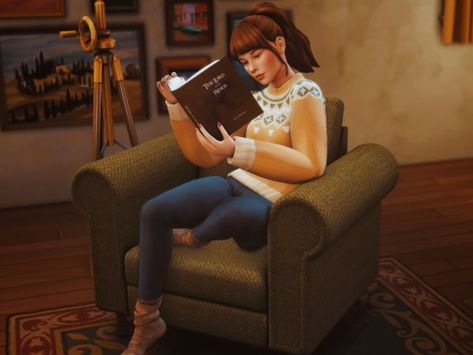 Cozy Poses, Poses The Sims 4, The Sims 4 Pose, Chair Poses, Sims 4 Poses, Living Chair, Chair Pose, Commitment Issues, Sims 4 House Design