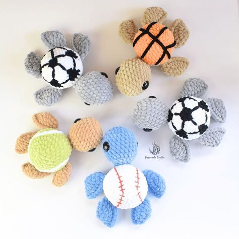 Passionatecrafter- crochet patterns | Facebook Tennis Instagram, Crochet Soccer, No Sew Crochet Pattern, No Sew Crochet, Crocheted Animals, Quick Crochet Patterns, Turtle Pattern, Quick Crochet, Fun Crochet Projects