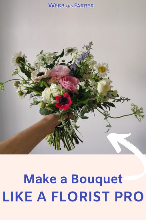 [affiliate link] Learn how to make a natural and wild look handtie bouquet with spiralled stems. The spiral technique you’ll be creating is great for a wild and natural look bouquet but can also be applied to any other style of bouquet too. The spiral shape helps keep the flowers wild and loose at the top of the bouquet but controlled at the base where the bouquet is tied off. Use the skills you’ll learn to make a bouquet for a vase at home, as a gift bouquet and also as a wedding bouquet. Make Your Own Wedding Bouquet, Loose Bouquet, Make A Bouquet, Arrangement Of Flowers, Pink Wedding Colors, Bridal Bouquet Pink, Country Barn Weddings, Pink Inspiration, Bridal Bouquet Flowers