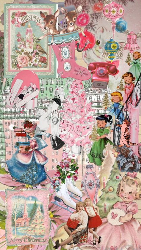 Eloise Wallpaper, Eloise At Christmastime Aesthetic, Eloise Christmas Aesthetic, Eloise Christmas, Christmas Backgrounds Wallpapers Vintage, Eloise At The Plaza Aesthetic, Eloise At Christmastime, Eloise At The Plaza, Vintage Pink Christmas