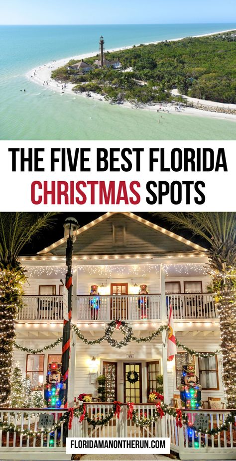 If you're wanting to get away from the cold this Christmas, then there is no better place to go than Florida! From magical light displays, to beautiful sandy beaches, you'll find exactly what you're looking for when you spend Christmas in Florida. #christmasinflorida #christmasvacation #wintervacation #visitflorida #christmastrip #merrychristmas #nightsoflights #bightbeforechristmas #pensacolawinterfest #mickeysverymerrychristmas #sanibelislandchristmas Florida In December, Apalachicola Florida, Christmas In Florida, Christmas Things To Do, Holiday Lights Display, 30a Florida, Dry Tortugas National Park, Magical Light, Florida Christmas