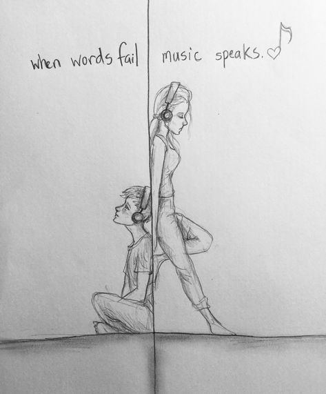 When Words Fail Music Speaks, When Words Fail, Sketches Pencil, Boy Girl, Pencil, Art