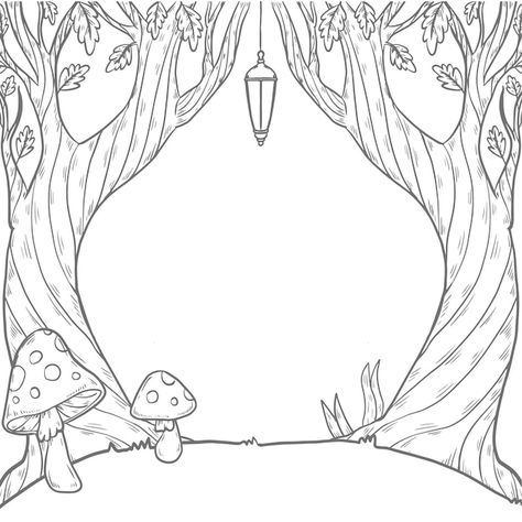 Enchanted Forest Illustration, Forest Drawing Easy, Enchanted Forest Decorations, Enchanted Tree, Magic Drawing, Forest Drawing, Enchanted Wood, Forest Illustration, Magic Forest