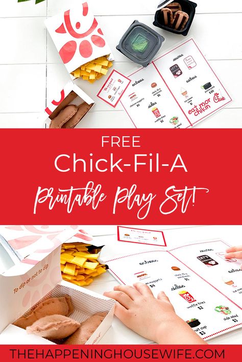 FREE Chick-Fil-A Printable Play Set! Pretend Play Printables, Dramatic Play Themes, Dramatic Play Printables, Purposeful Play, Restaurant Themes, Dramatic Play Preschool, Dramatic Play Area, Dramatic Play Centers, Play Centre