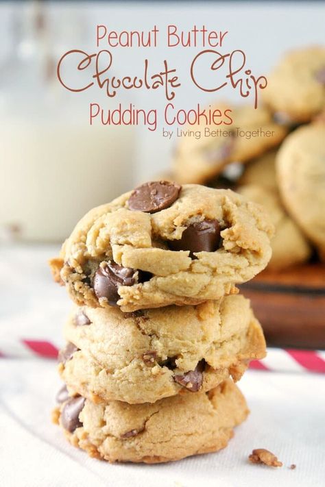 These Peanut Butter Chocolate Chip Pudding Cookies are soft and chewy and loaded with sweet, delicious flavors the whole family will love! Easy Peanut Butter Cheesecake, Chocolate Chip Pudding, Chocolate Chip Pudding Cookies, Highclere Castle, Living Better, Pudding Cookies, Peanut Butter Chocolate Chip Cookies, Peanut Butter Cheesecake, Peanut Butter Cookie Recipe