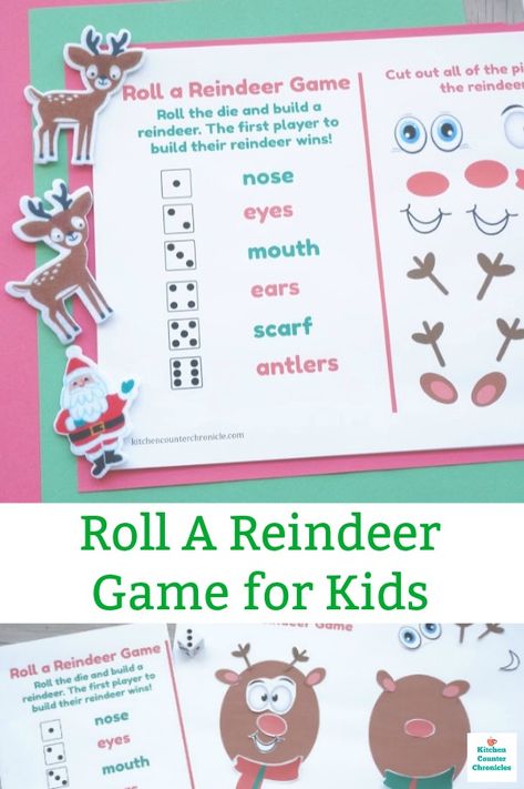 Reindeer games! A FREE printable roll a reindeer game that is a simple Christmas party game that all of the kids are going to love.   #rollareindeerprintablegame #rollareindeerdicegame #christmaspartygames #christmaspartyideasforkids #christmaspartygamesforkids #christmasclassroom #christmasprintable #reindeeractivity #reindeercraft Reindeer Printable, Virtual Team Building, Christmas Party Games For Kids, A Simple Christmas, Advent Calendar Activities, Calendar Activities, Fun Christmas Party Games, Free Games For Kids, Reindeer Games