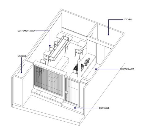 Gallery of Small Cafe Designs: 20 Aspirational Examples in Plan & Section - 3 Small Cafe Design Layout, Small Cafe Floor Plan Layout, Small Cafe Floor Plan, Cafe Floor Plan Layout, Cafe Design Layout, Cafe Layout Plan, Cafe Floor Plan, Cafe Plan, Cafe Designs