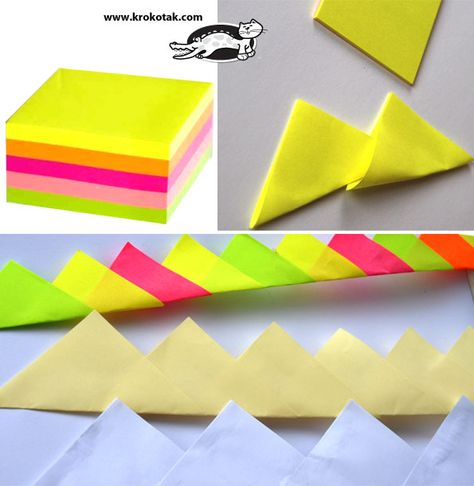 Post-It Note Crown Paper Crown Sticky Notes, Sticky Note Paper Crown, Post It Note Crown, How To Make A Crown Out Of Sticky Notes, Sticky Note Crown, Post It Note Crafts, Post It Note Art, Sticky Note Crafts, Sticky Note Origami