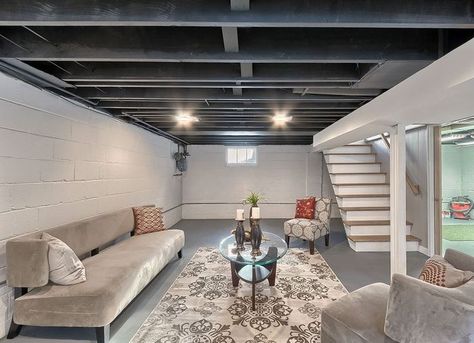 An unfinished basement, with its concrete floor and exposed joists, may seem… Basement Gym, Basement Laundry, Basement Inspiration, Diy Basement, Small Basements, Basement Makeover, Basement Ceiling, Basement Walls, Basement Bedrooms