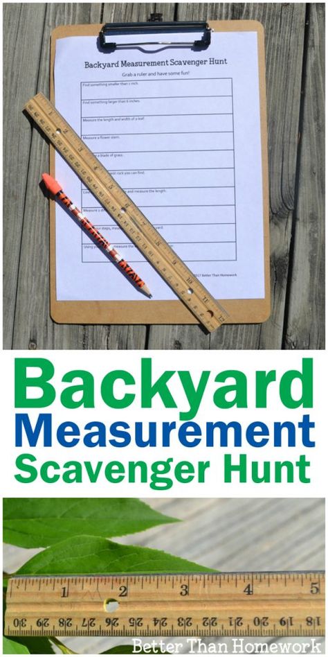 Backyard Measurement Scavenger Hunt - Creative Family Fun Math Outside Activities, Outdoor Measuring Activities, Learning Outside, Outdoor Learning Activities, Fun Backyard, Measurement Activities, Math Measurement, Nature School, Learn Math