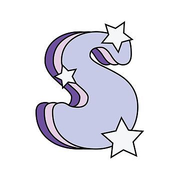 "Retro and Groovy Letter S (Lilac, Pink, Purple, Stars)" Sticker for Sale by Michelle Ramos | Redbubble Star Lettering, Purple Stickers, Purple Letters, Hello Sticker, Purple Aesthetic Background, Scrapbook Letters, Memories Book, Purple Stars, S Letter Images