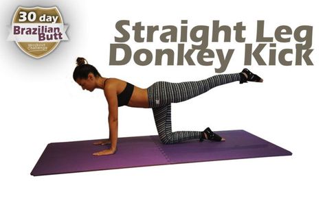 Image result for Straight Leg Donkey Kick Leg Workout Challenge, Leg Challenge, Cardio Exercises, Home Exercise Program, Exercise Program, Donkey Kicks, Daily Exercise Routines, Hip Muscles, 30 Day Workout Challenge