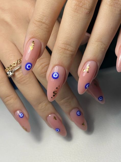 Gold Gel Nails, Instagram Animation, Evil Eye Nails, Eye Nail Art, Hello Nails, Beauty Nails Design, Blush Nails, Nails Only, Nails Desing