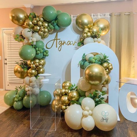 White Party Balloons, Sage Green Balloons, Green Balloons, Balloons For Birthday, Simple Birthday Decorations, Hawaiian Birthday Party, Graduation Party Decorations, Balloon Lights, Gold Confetti Balloons