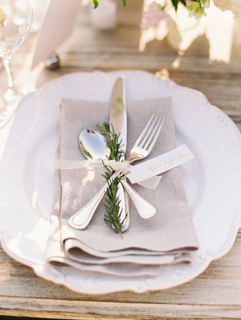 Wrapped Silverware, Wedding Silverware, Wedding Cutlery, Ojai Valley Inn And Spa, Napkin Ideas, Ojai Valley Inn, Ojai Wedding, Backyard Wedding Decorations, Ojai Valley