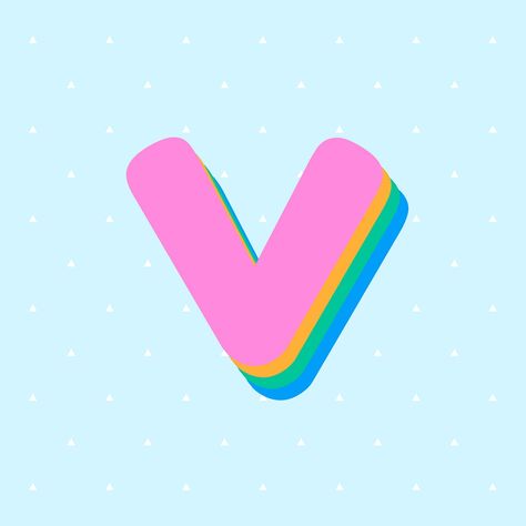 Letter v rounded typography vector | free image by rawpixel.com / Wit Letter V Typography, V Typography, Rounded Typography, 3d Fonts, Alphabet 3d, V Letter, 3d Alphabet, 3d Font, Pink 3d