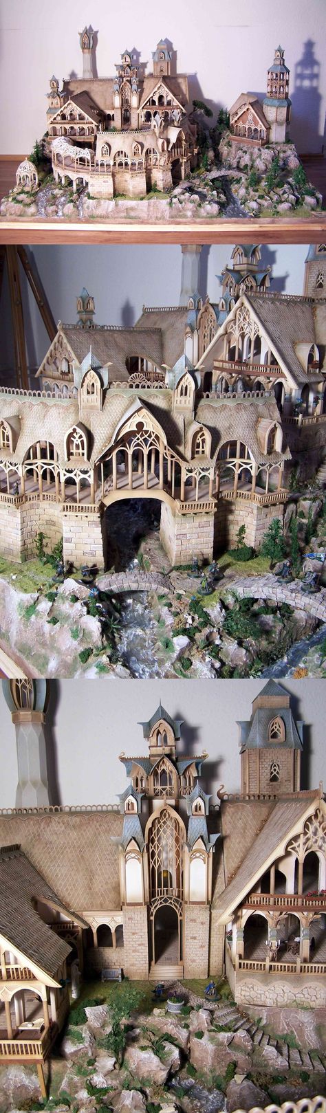 Lord Of The Rings Miniatures, Valheim Interior, Rivendell Lotr, Treehouse Mansion, Lord Of The Rings Rivendell, Elf Stuff, Model House, Crafts Room, Tiny World