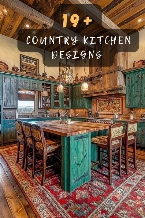 Discover country kitchen designs that bring warmth and charm right to your heart! Click to explore ideas that feel like home. 🏠💖🍳 #CountryKitchen #KitchenDesigns #HomeyFeels #RusticCharm #KitchenIdeas Western Style Kitchen Ideas, Western Kitchen Backsplash Ideas, Western Themed Kitchen, Small Western Kitchen Ideas, Ranch Style Kitchen Ideas, Western Kitchen Cabinets, Santa Fe Kitchen Design, Western Kitchen Ideas, Fancy Kitchen Ideas