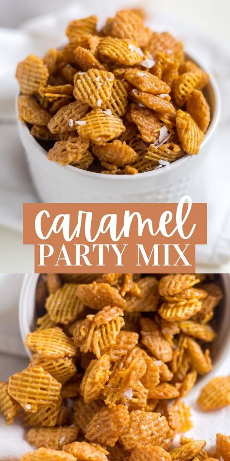 Caramel Crispix is so addicting! You won't be able to take just one handful of this snack mix recipe. This makes a big batch to share with friends and family, especially during the holidays. Crispix Recipes, Carmel Chex Mix Recipe, Caramel Snack Mix, Caramel Chex Mix, Caramel Chex, Pool Food, Snack Mix Recipe, Halloween Food Appetizers, Popcorn Treats