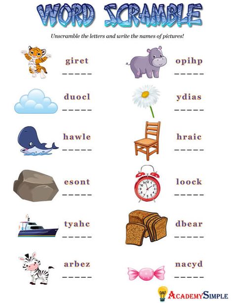 Word Scramble #7 English Sentence Structure, Jumbled Words, Verb To Be, Words Vocabulary, Unscramble Words, Sentence Scramble, Scramble Words, Worksheets For Grade 3, Simple Present Tense