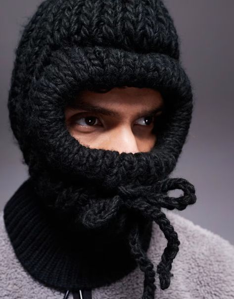 ASOS 4505 Ski knit balaclava in black | ASOS Winter Balaclava For Streetwear, Functional Black Balaclava For Streetwear, Black Winter Skiing Balaclava, Men’s Balaclava, Balaclava Men, Breathable Streetwear Balaclava, Knit Balaclava, Hood Design, Knitted Balaclava