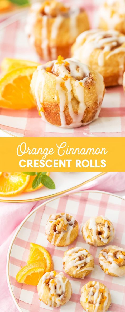 Orange Cinnamon Crescent Rolls Cinnamon Crescents, Breakfast Finger Foods, Orange Cinnamon Rolls, Recipes Using Crescent Rolls, Breakfast Brunch Party, Orange Sweet Rolls, Cinnamon Crescent Rolls, Orange Rolls, Wakey Wakey