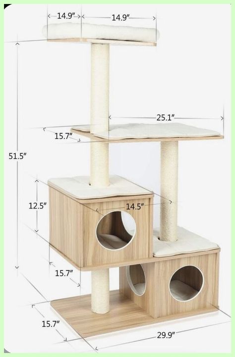 Modern Cat Tower, Diy Cat Tower, Cat Tree Plans, Katt Diy, Cat House Plans, Cat Tree Designs, Cat Playhouse, Wooden Cat Tree, Katt Grejer