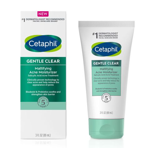 GENTLE CLEAR MATTIFYING ACNE MOISTURIZER Cetaphil Gentle Clear, Cetaphil Moisturizer, Sensitive Acne Prone Skin, Acne Moisturizer, Acne Redness, Acne Face Wash, Salicylic Acid Acne, Acne Cleansers, Moisturizer For Oily Skin