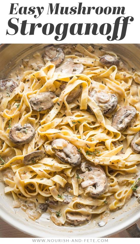 This vegetarian Mushroom Stroganoff is creamy, savory, and satisfying--and takes less than 30 minutes to get on the table. Greek yogurt enriches the silky, tangy sauce, while thyme perfectly complements the hearty mushrooms. Creamy Mushroom Pasta, Easy Skillet Meals, Mushroom Stroganoff, Easy Skillet, Quick Weeknight Meals, Skillet Meals, Easy Pasta Recipes, Cooked Vegetables, Easy Family Meals