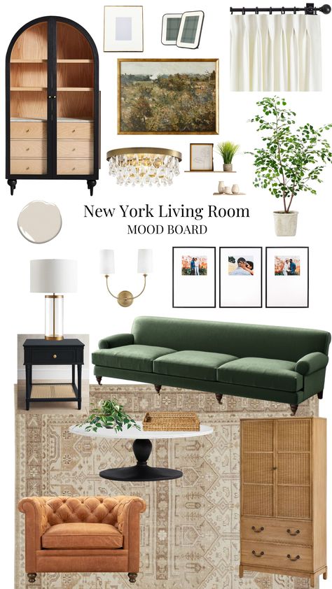 Hunter Green Accents Living Room, Green Aesthetic Living Room Decor, Living Room Color Sofa, Upscale Living Room Ideas, Green Couch With Accent Chair, Best Ruggable Rugs Living Room, Olive Green Sectional Living Rooms, New York Style Living Room, Green Velvet Chair Living Room