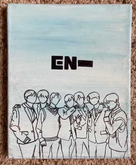 Enhyphen line art on acrylic Enhypen Painting Ideas On Canvas, K Pop Painting Ideas On Canvas, Enhypen Painting, Kpop Painting Ideas On Canvas, Enhypen Line Art, Bts Canvas Painting Ideas, Birthday Surprise, Canvas Art Painting, Line Art