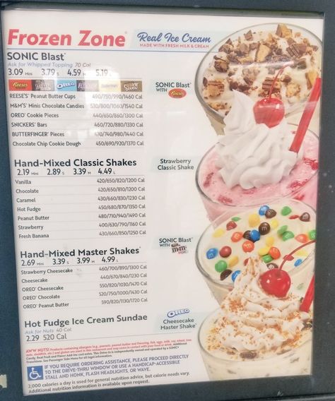 Sonic Blast Ice Cream, Sonic Recipes, Sonic Desserts, Sonic Shakes, Sonic Ice Cream, Sonic Menu, Sonic Drinks, Cream Sonic, Sonic Ice