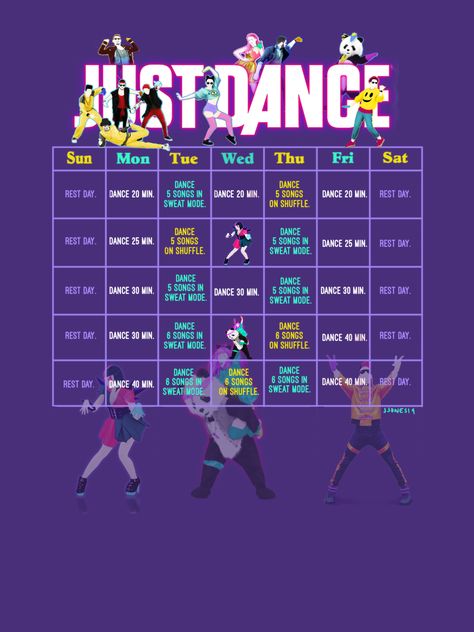 Just dance exercise challenge by me! Didn’t see one so I thought I’d make my own #exercise #health #justdance2019 #dance #weightloss Just Dance Exercise, Just Dance Workout Plan, Losing Weight With Just Dance, Fun Workout Challenges, Dance Workouts At Home, Just Dance Workout, 30 Day Dance Challenge, Song Workout Challenge, Ab Rehab