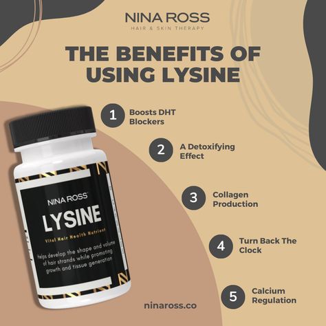 Did you know that L-Lysine can be a great ally for the health of your hair?  This essential substance has many benefits that can improve the health and appearance of your hair. 🤩 Take advantage of the benefits of L-Lysine to improve the health of your hair! 💆♂️💇♀️ 💎 Visit our website and discover all the solutions for hair loss: ninaross.co L Lysine Benefits, Arginine Benefits, Health Benefits Of Collagen, L Lysine, Vital Proteins Collagen Peptides, Collagen Benefits, Herbs For Health, Skin Therapy, Keeping Healthy