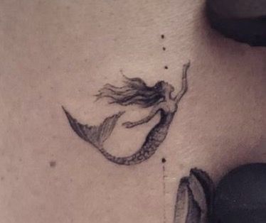 Small Mermaid Tattoo, Tiny Mermaid, Siren Tattoo, Mermaid Tattoo Designs, Single Needle Tattoo, Bff Tattoos, Sun Tattoos, Mermaid Tattoo, Mermaid Tattoos