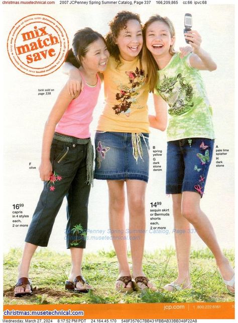 2007 JCPenney Spring Summer Catalog, Page 337 - Catalogs & Wishbooks 2000s Kids Fashion, Bedazzled Flip Phone, Real 2000s Fashion, 90s Catalog, Jcpenney Catalog, Crk Ocs, Early 2000 Fashion, 2000s Fashion Aesthetic, Frosted Tips