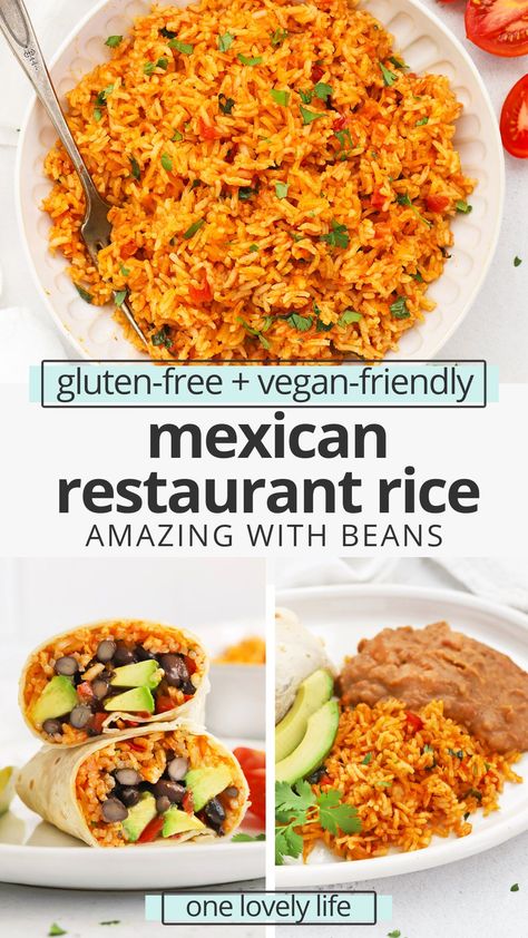 Restaurant Mexican Rice, Mexican Restaurant Rice, Mexican Style Rice, Mexican Red Rice, Rice Mexican, Mexican Rice Recipes, Vegetarian Mexican, Vegan Mexican Recipes, Rice Side Dishes