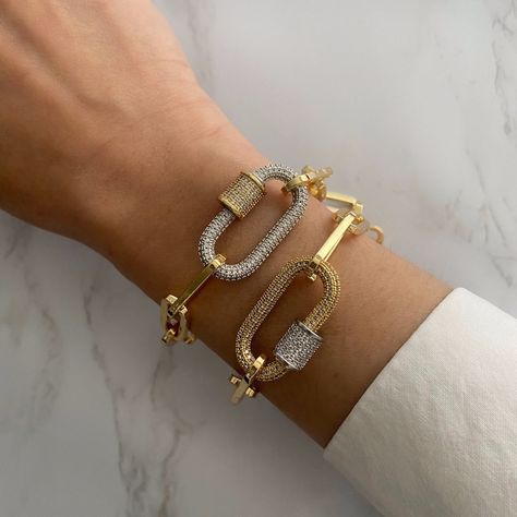 Gold Paperclip Chain Bracelet With Screw Carabiner Chunky Gold Link Chain Bracelet Everyday Stacking Bracelet Thick Gold Bracelet - Etsy Gold And Silver Bracelet Stack, Bracelet Lock, Layering Bracelets, H Bracelet, Lock Bracelet, Designer Bracelet, Gold Link Chain, Link Chain Bracelet, Dope Jewelry